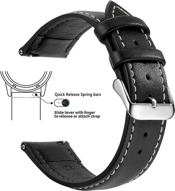RW-Clothing Uhrenarmband Vollnarbenleder, Schwarz, Unisex, 18 mm - Bild 1