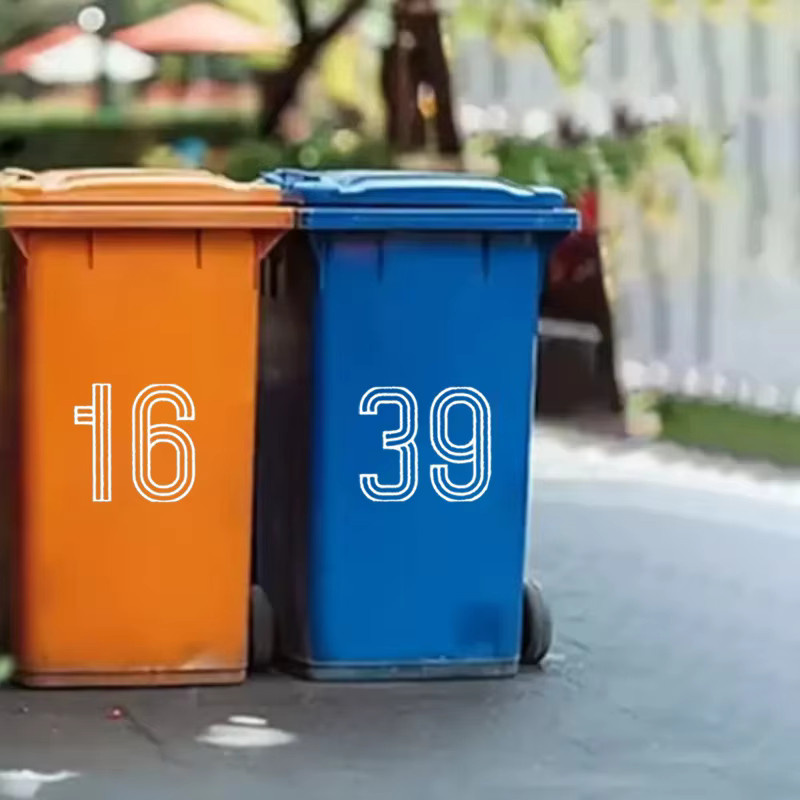 Selbstklebende Wheelie Bin Aufkleber mit Nummern 0-9 in Weiß für Mülleimer, Briefkästen und Garage, wasserdicht für Outdoor und Indoor, Format A6 - Bild 5
