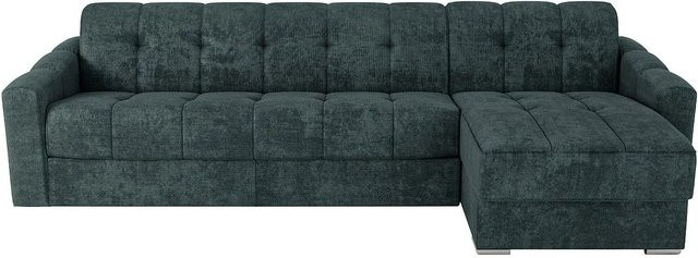 Vente-unique Schlafsofa Darielo in Blaugrün, L-Form mit Ausziehfunktion und Polsterung, Breite: 295 cm - Bild 1