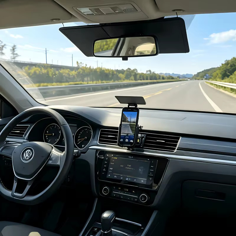 Faltbarer Handy-Sonnenschutz Clip in Schwarz als Anti-Glare Sonnenblende für GPS-Navigation im Auto und auf dem Fahrrad - Bild 2