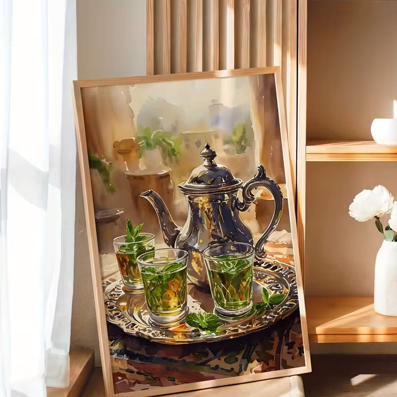 HQYSZZ Leinwandgemälde Marokkanische Teekannen im böhmischen Stil als Wandkunst für dein Wohnzimmer oder Esszimmer - Bild 3