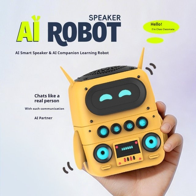 KI-Smart-Roboter-Lautsprecher Gelb mit Bluetooth und KI-Großmodell-Chatbot als intelligenter Lernbegleiter und tragbarer kabelloser Lautsprecher - Bild 1