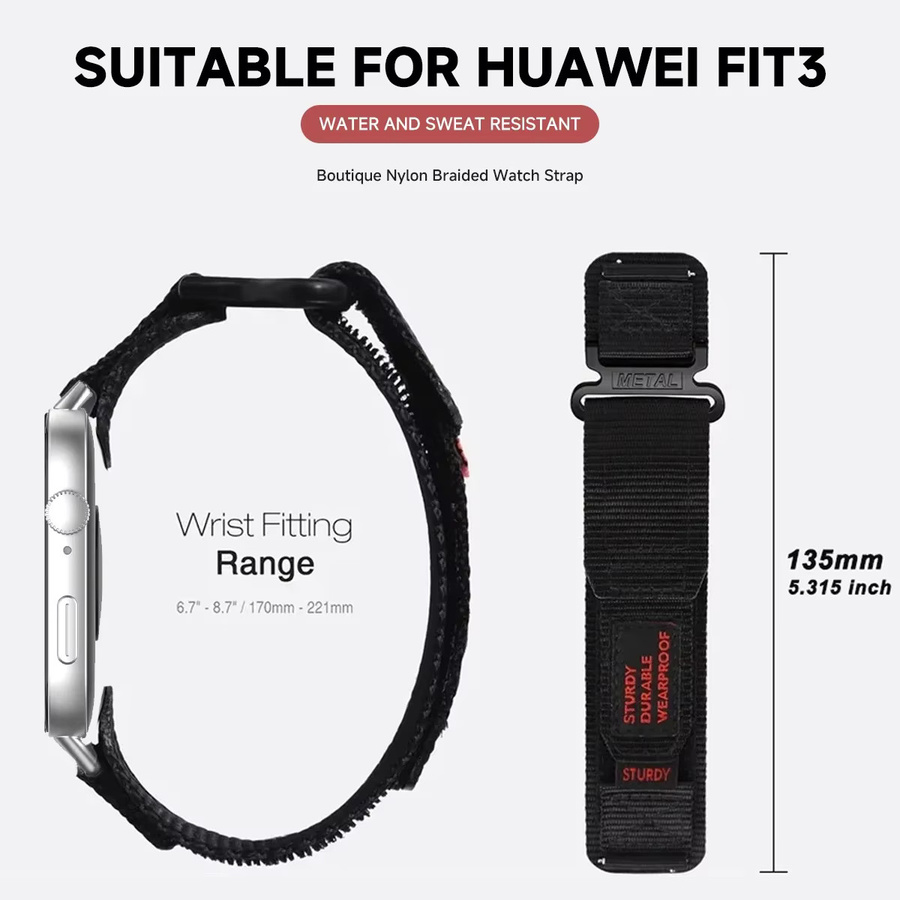 Geekthink Uhrenarmband Nylon Loop, Schwarz, Unisex - Bild 3