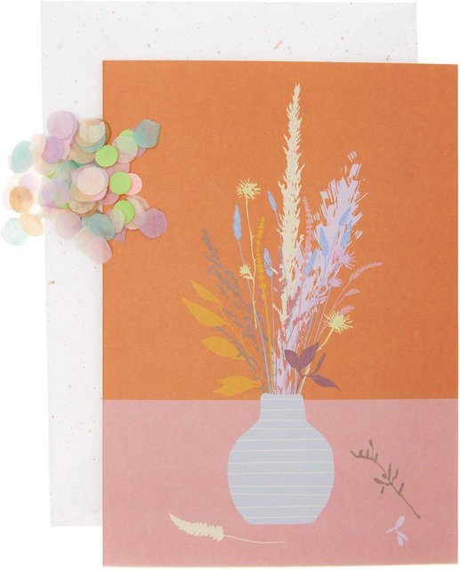 Rico Design Paper Poetry Grußkartenset Blumenvase in Orange - Bild 1