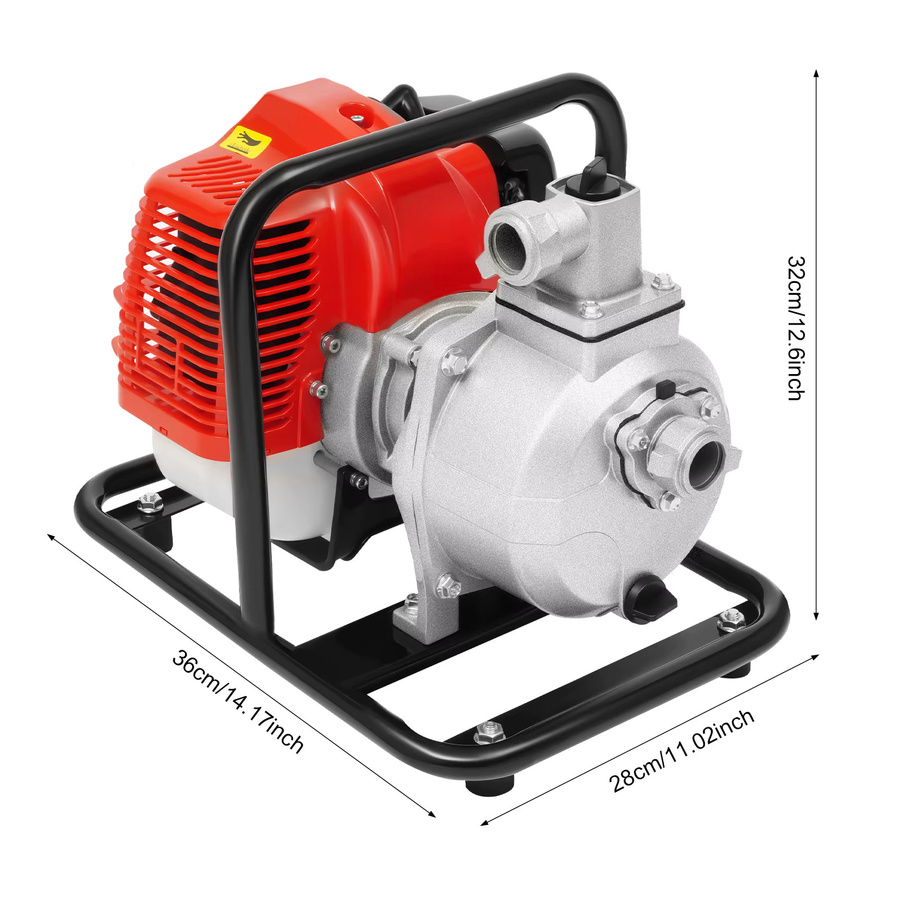 Bymaocar Benzinbetriebene Wasserpumpe 43cc mit 1 Zoll Anschluss und zusätzlichem Luftfilter für die landwirtschaftliche Bewässerung - Bild 2