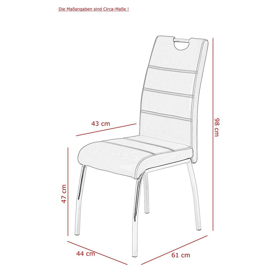 4er Set Stühle Hela in Grau aus Kunstleder B/H/T: 44 x 98 x 61 cm - Bild 2
