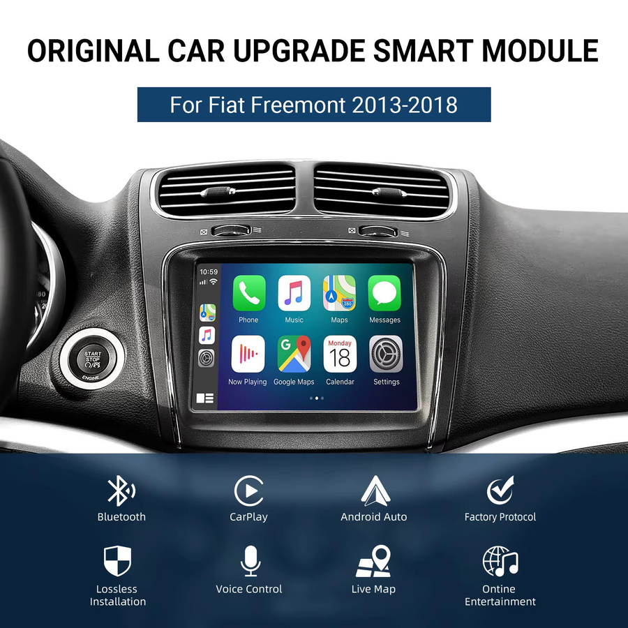LEXXSON CarPlay und Android Auto Retrofit Kit Decoder-Box für Fiat Freemont 2013–2018, Schwarz - Bild 3