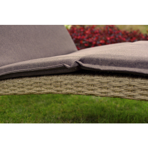 Merxx Gartenliege Andalusia aus Aluminium mit Kunststoffgeflecht und wetterfester Auflage in Natur-Grau und Braun - Bild 3