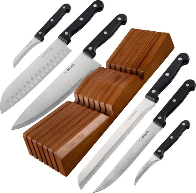 Nirosta Messer-Set Mega inkl. Schubladeneinsatz, 7-teilig, Schwarz/Silber - Bild 1