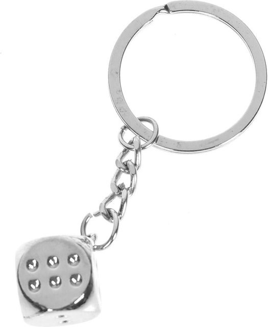 Schlüsselanhänger Würfelform, Metall, Weiß, Unisex - Bild 1
