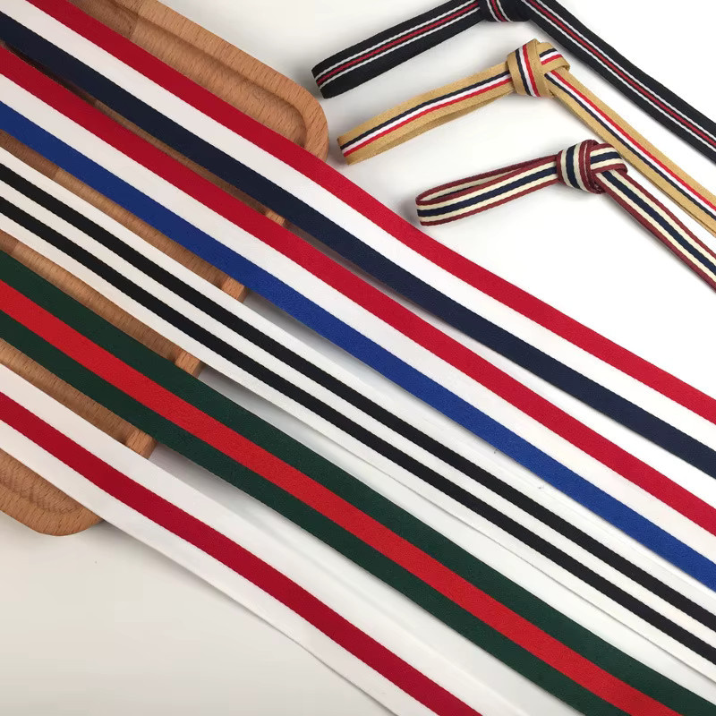 Dreifarbig gestreiftes, besticktes und verdicktes gewebtes Band in Multicolour für Rucksäcke und Medaillengurte, 5 Yards Länge - Bild 6