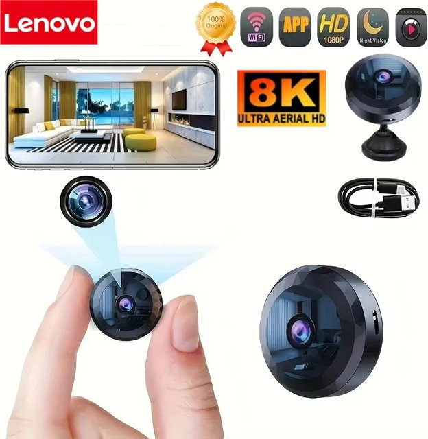 Lenovo Kabellose Mini-WLAN-Überwachungskamera in Schwarz mit Nachtsicht, Bewegungserkennung und App-Steuerung - Bild 1