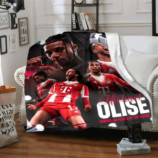 YglFourteen Michael Olise Spieler Saison Flanell-Überwurfdecke, atmungsaktiv und warm, Mehrfarbig, B/T: 130 x 150 cm - Bild 1