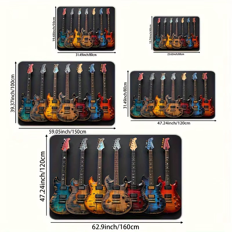 VIKAMA Elektrische Gitarre Teppich Weiche Bodenmatte für Wohnzimmer und Schlafzimmer - Bild 5