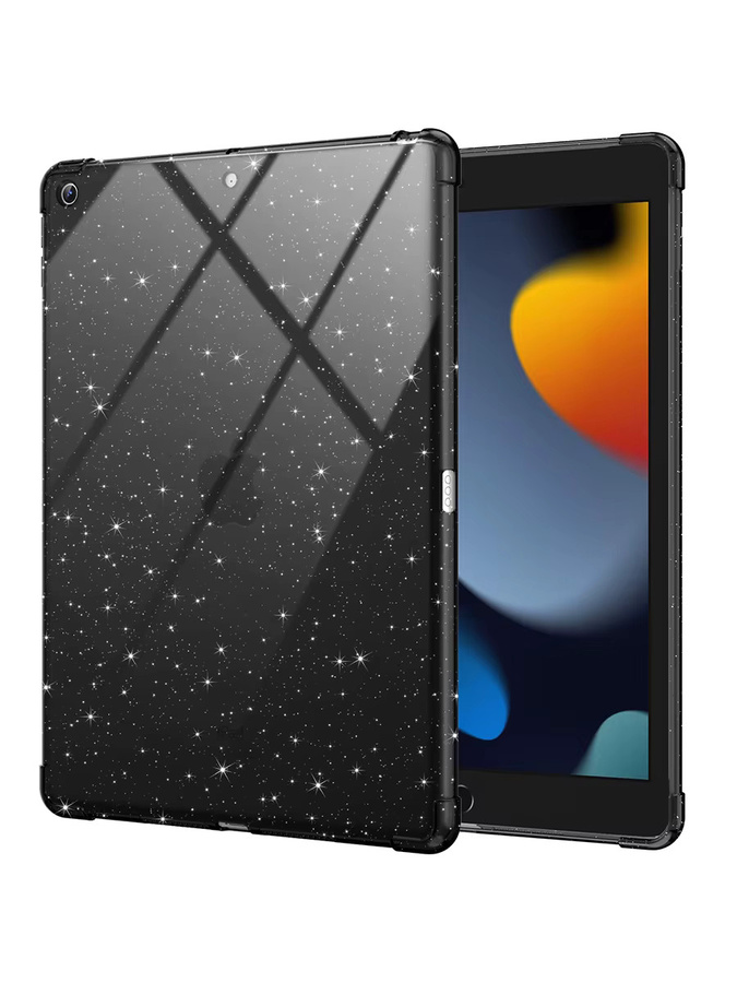 Schimmernde Silikonhülle für Apple iPad 10.2 7. 8. 9. Generation in Schwarz von tzion mit stoßfestem Airbag-Schutz - Bild 6