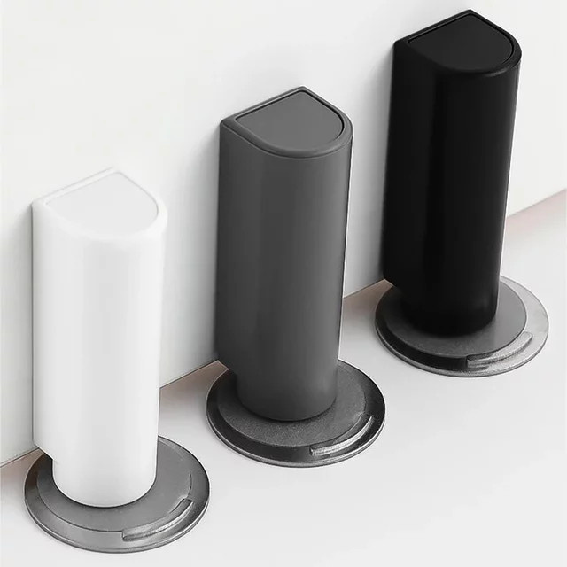 Magnetischer Türstopper aus Edelstahl in Schwarz ohne Stanzen mit Saugnapf und Touch-Funktion - Bild 1