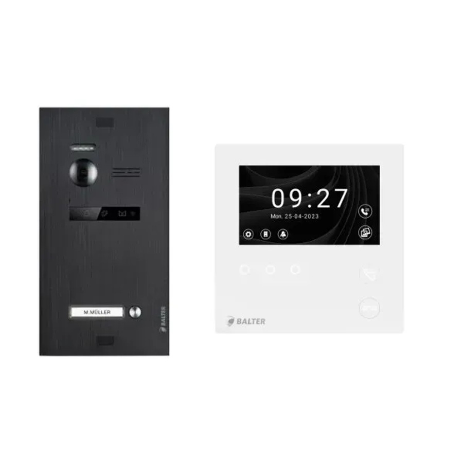 Balter Evo-HD-Mini Video Türsprechanlage Komplettsystem für 1-Familienhäuser mit 4,3 Zoll Monitor in Schwarz - Bild 2
