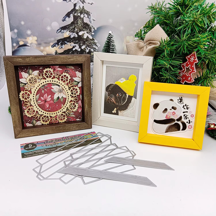 Alinacutle Metallschneide Set für Fotorahmen und Schattenboxen in Silber zum Basteln von DIY-Grußkarten und Weihnachtsgeschenken - Bild 3