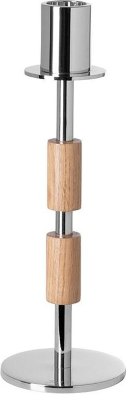 Kerzenleuchter PORTERO von Fink aus Metall und Holz in Silber und Braun im skandinavischen Design - Bild 1