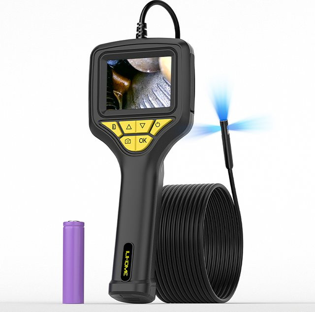 BUMBORN Industrielle Endoskop-Inspektionskamera mit 2,8-Zoll-IPS-Bildschirm, 720P Auflösung, IP67 wasserdicht, starres Kabel 1-15 m, Farbe: Schwarz - Bild 1