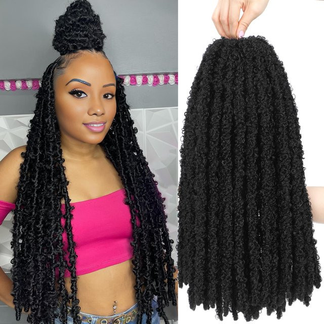 Butterfly Locs Häkelhaar, Synthetische Faux Locs, 12-36 Zoll, 9 Strähnen/Packung - Bild 1