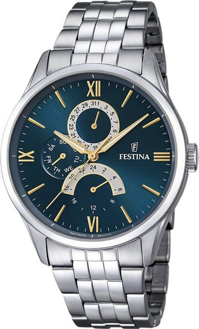 Festina Herrenuhr, Quarz, Edelstahl, Blau, 43 mm, 5 ATM - Bild 1