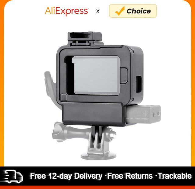 Vlog Case Action Kamera Gehäuse mit Kaltschuh-Halterung für GoPro Hero 7, 6 und 5 in Schwarz - Bild 1