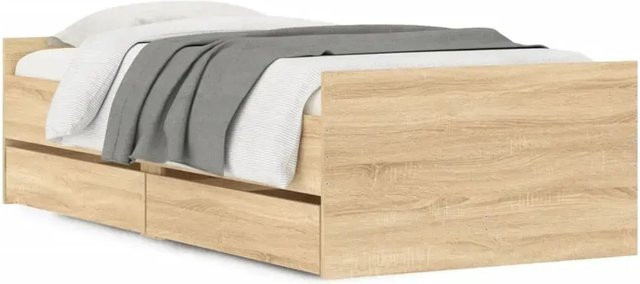 vidaXL Bettgestell mit Schubladen in Sonoma-Eiche, modern, B/T/H: 100 x 200 x 102 cm - Bild 1