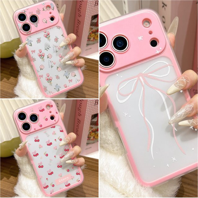 Y2K Handyhülle mit Schleifen- und Blumenmuster für Apple iPhone 17 Pro Max, 16, 15, 14, 13 in Pink - Bild 1