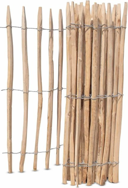 Stiltreu Französischer Premium Staketenzaun Kastanie unbehandelt braun B: 500 cm, H: 120 cm, Lattenabstand: 6-7 cm - Bild 1
