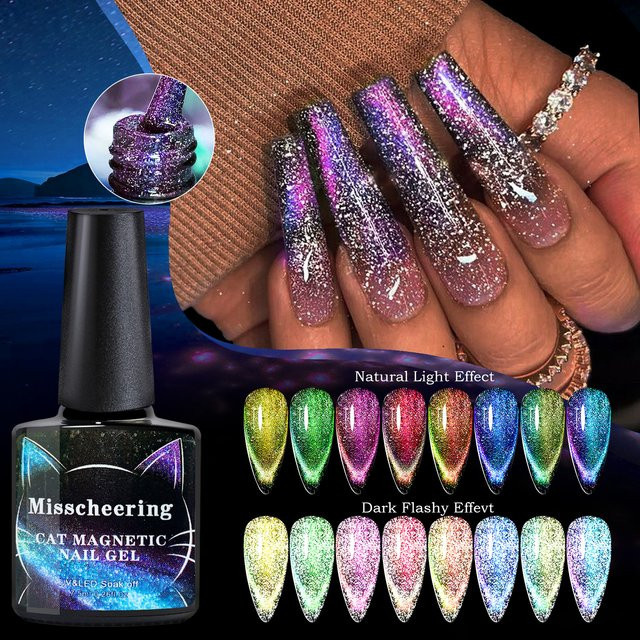 Misscheering Cat Eye Nagellack Gel, Regenbogen, 7,5 ml, Schimmernd - Bild 1