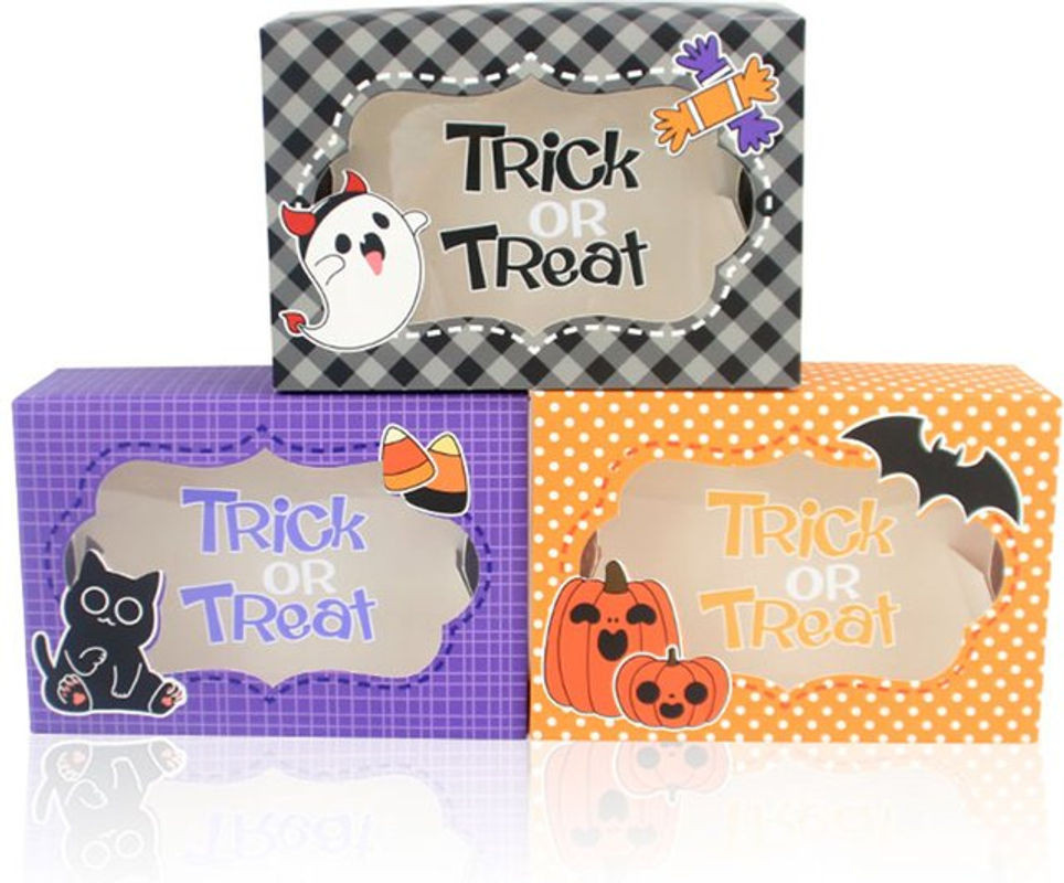 3er Set Halloween Geschenkboxen aus Papier in verschiedenen Designs, mehrfarbig, rechteckig - Bild 1