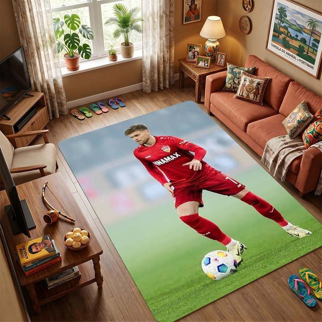 VfB Stuttgart Flanell Teppich mit Vereinslogo, weicher und warmer Überwurf für Fußballfans, B/H: 40 x 60 cm - Bild 1
