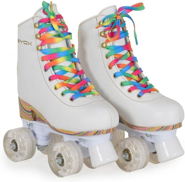 Byox Rollschuhe Donna weiß mit Glitzer-PU-Rollen Größe S (31-34) - Bild 1