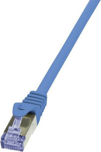 LogiLink CQ3016S RJ45 Patchkabel CAT 6a S/FTP Ethernet/LAN Blau, Länge: 0,25 m - Bild 1