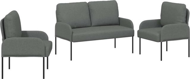 vidaXL Sofagarnitur 3er Set Dunkelgrau mit Armlehnen B/T/H: 115 x 56 x 80 cm - Bild 1