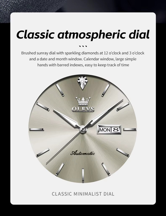 OLEVS Armbanduhr, Automatik, Edelstahl, Silber, Herren - Bild 4