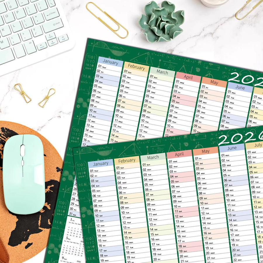 Wandkalender 2026 mit Tages-, Wochen- und Jahresplaner inklusive Zielliste für dein Heimbüro - Bild 3