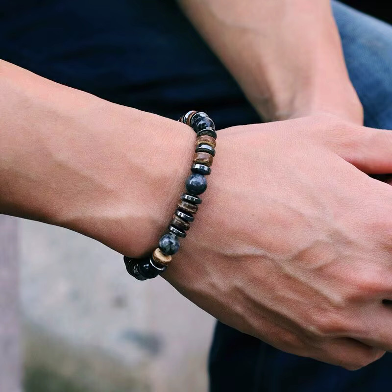 Noter Armband, Kokosnuss Perlen, schwarz, Herren - Bild 2