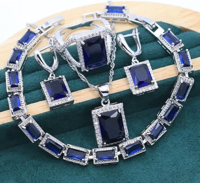 YIRAN Jewelry Schmuck-Set, Diamant, Zirkonia, Kupfer, Silber, Grau - Bild 1