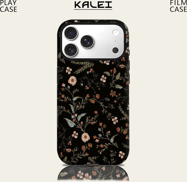 Potdemiel Magnetische Handyhülle mit nächtlichem Blumenmuster für iPhone 17 16 15 14 13 Pro Max Plus in Schwarz - Bild 1