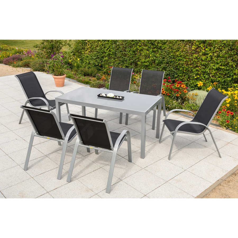 7-teiliges Gartenmöbel-Set Merxx Amalfi in Schwarz aus Aluminium und Textil - Bild 3