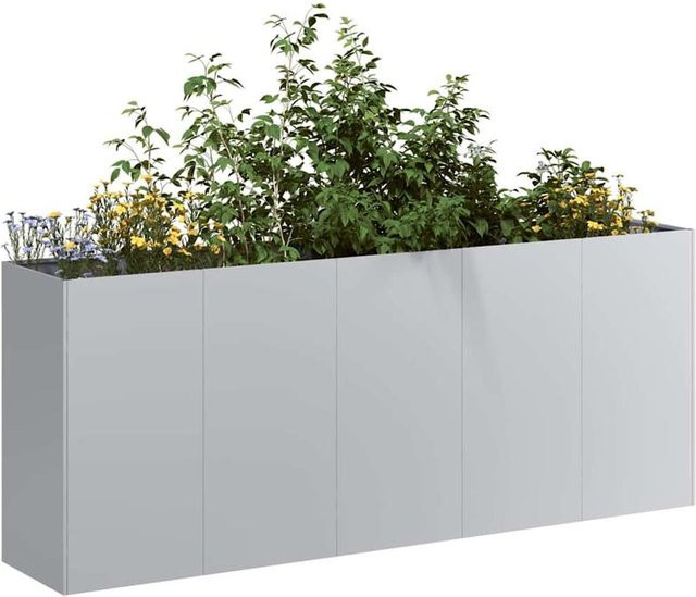 Pflanzkübel aus verzinktem Stahl in Silber, B/T/H: 200 x 40 x 80 cm - Bild 1