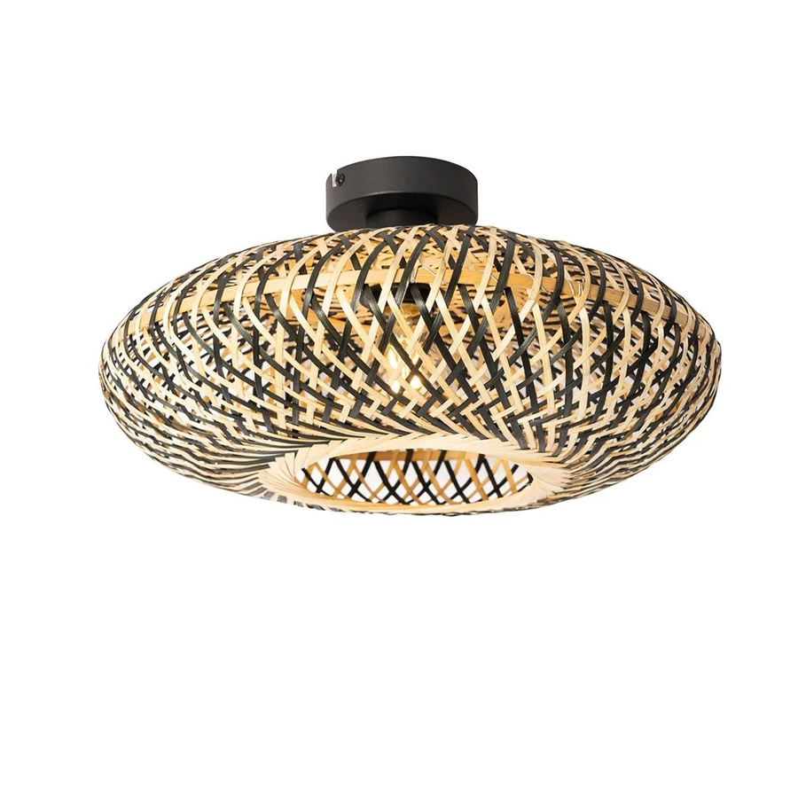 QAZQA Ostrava Orientalische Deckenlampe aus schwarzem Bambus und Stahl, Durchmesser: 40 cm, E27, dimmbar - Bild 2