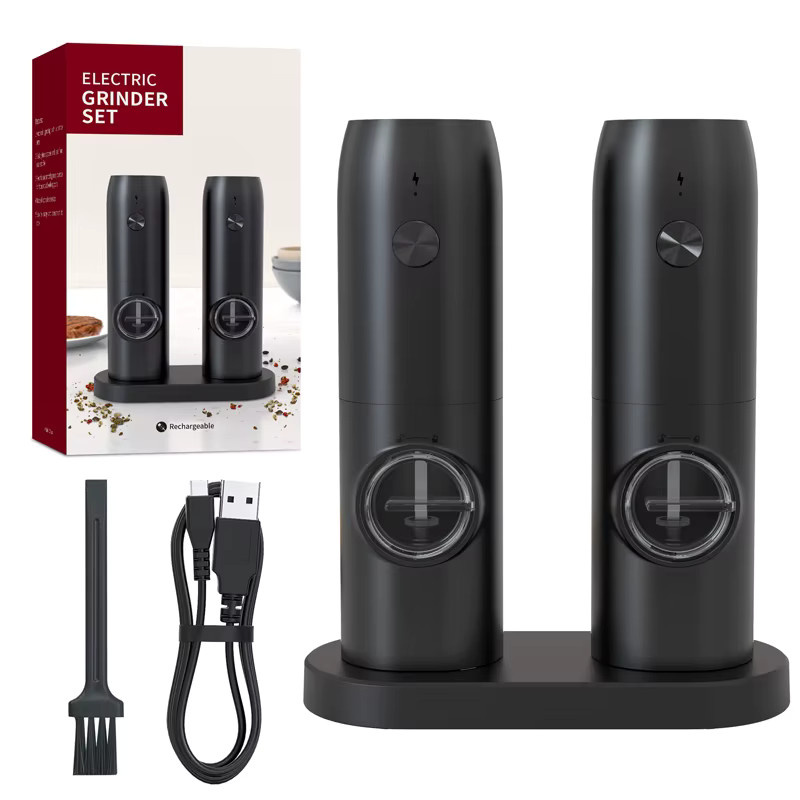 CLITON Elektrisches Salz- und Pfeffermühlen-Set in Schwarz mit einstellbarer Mahlstufe - Bild 2