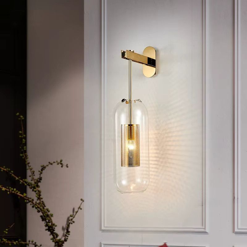 Moderne Wandleuchte aus Glas von Claeted in Gold für Badezimmer, Hotel und Korridor - Bild 3