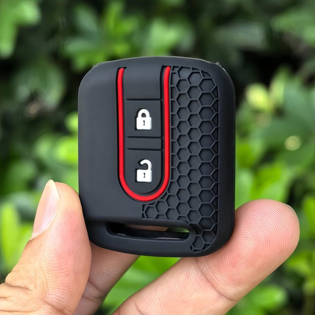 Silikon-Schlüsseltasche für Nissan Fernbedienung als Gummiabdeckung mit Schlüsselanhänger, 2 Tasten, Schwarz - Bild 1
