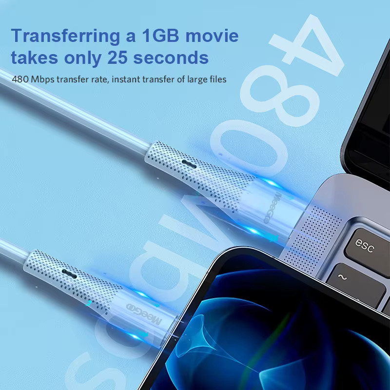 MeeGoo USB-Typ-C-Kabel in Lila mit 3 A Schnellladefunktion und USB-3.0-Datenübertragung - Bild 2