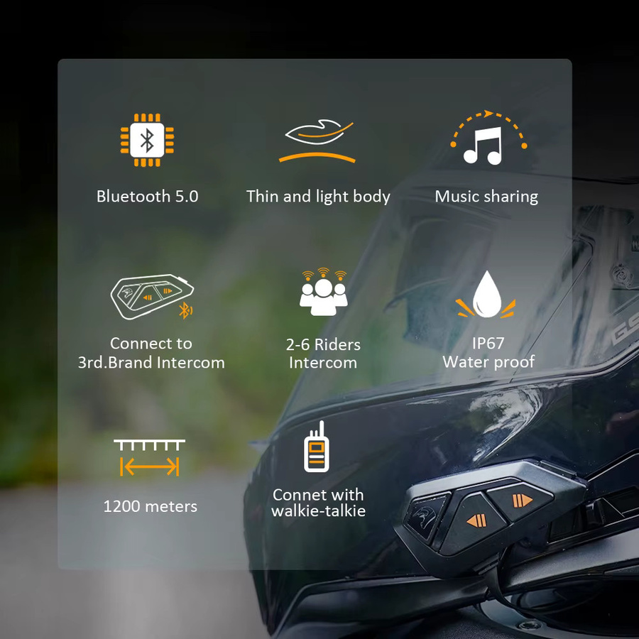 FreedConn Helm-Bluetooth-Headset für Motorradfahrer in Schwarz mit Intercom-Gruppenkommunikation und FM-Radio für bis zu 12 Fahrer - Bild 2