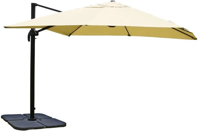 MCW Gastronomie-Ampelschirm A96 in Beige mit Ständer, Durchmesser: 4,24 m, Material: Polyester, Alu und Stahl - Bild 2